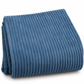 Coupon Velours grosses côtes uni bleu
