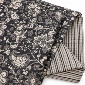 indienne matelassée motif fleurs réversible noir