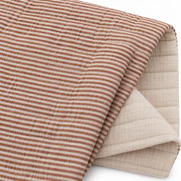 copy of indienne matelassée motif rayé et uni marron beige